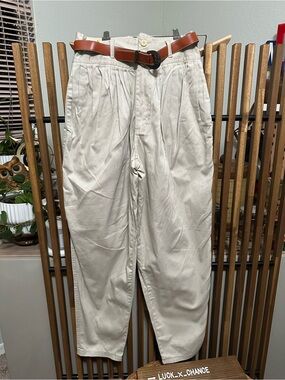 NWT Vintage Jordache Pleated Khaki Pants Deadstock 9/10 High Rise Tapered Belt